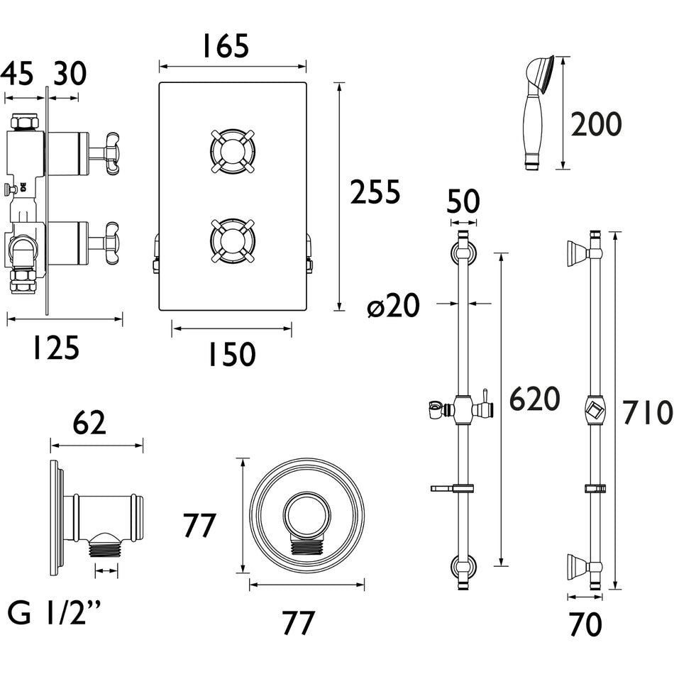 Bristan 1901 Shower Pack With Adjustable Kit - Chrome