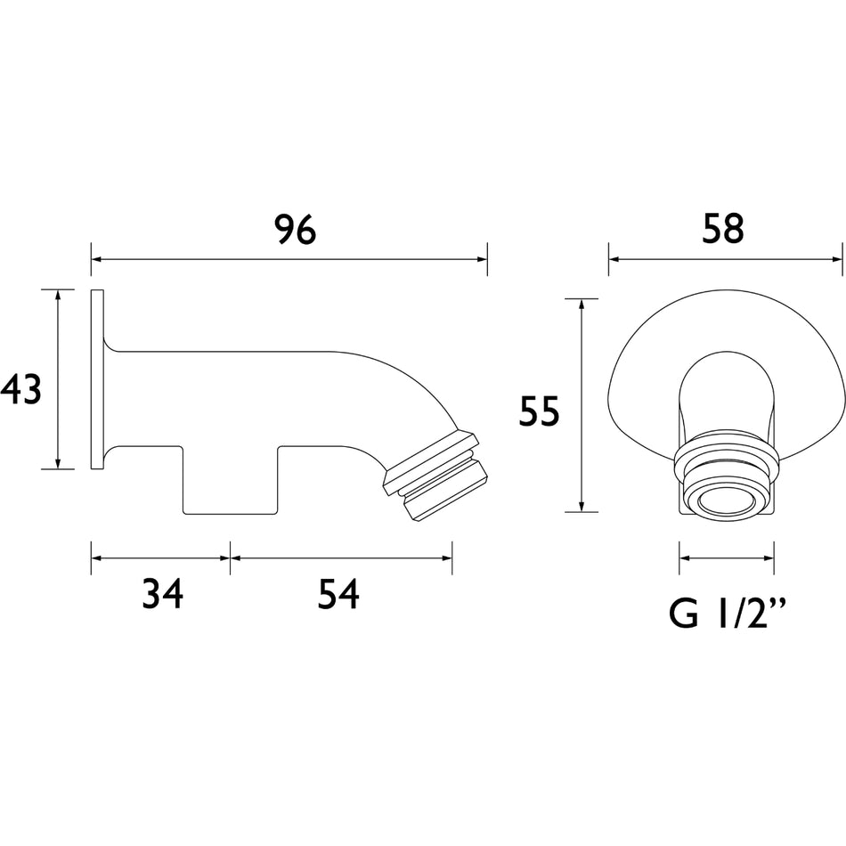 Bristan Exposed Shower Arm for Rigid Riser - Chrome
