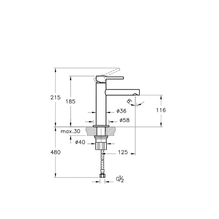 VitrA Origin Basin Mixer Tap - Soft Copper