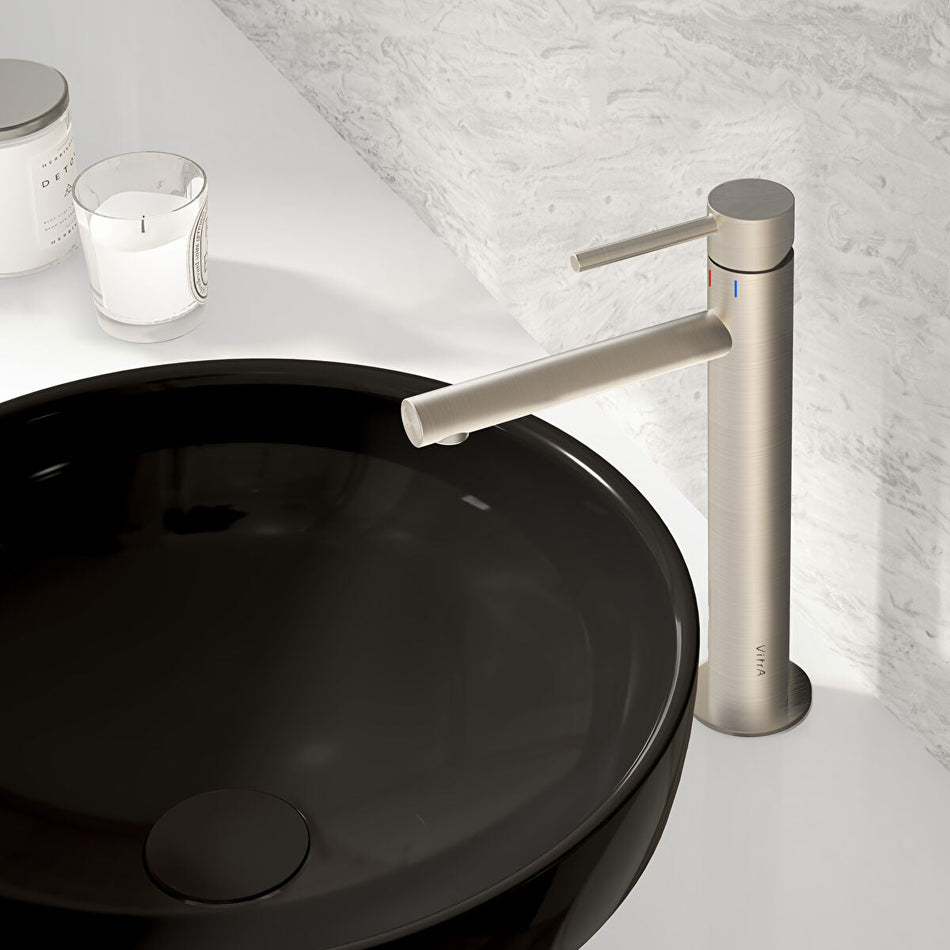 Vitra Origin Tall Basin Mixer Tap - Brushed Nickel