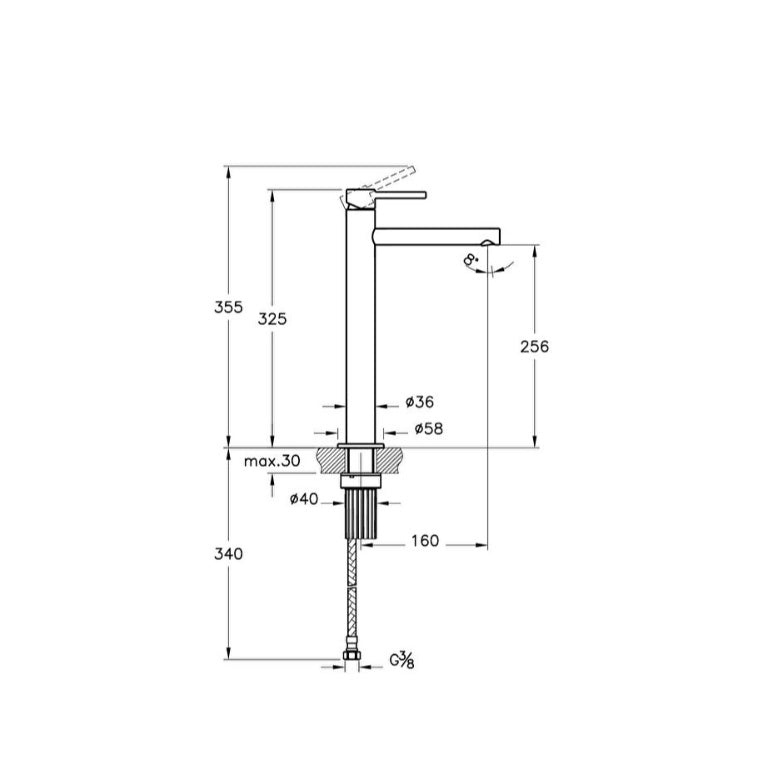 Vitra Origin Extra Tall Basin Mixer Tap - Soft Copper