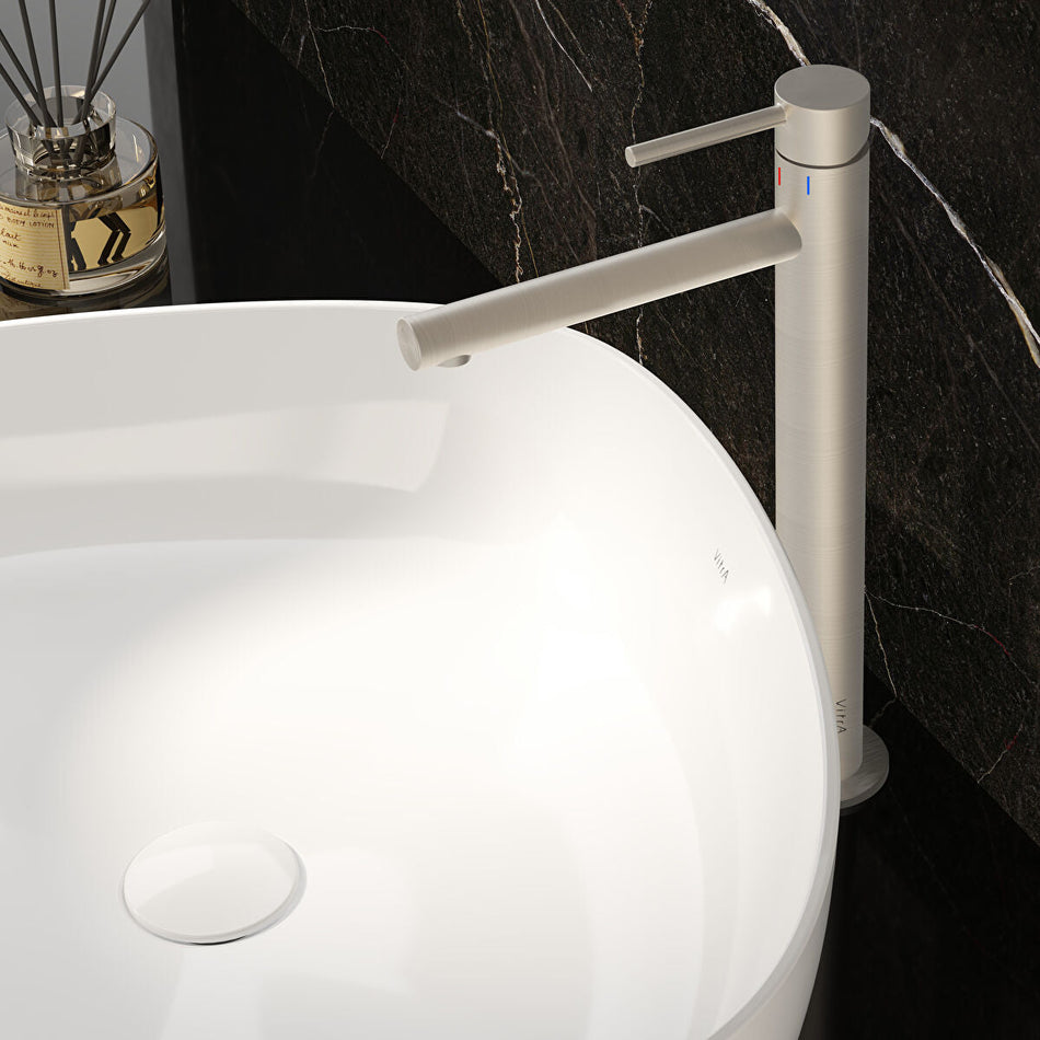 Vitra Origin Extra Tall Basin Mixer Tap - Brushed Nickel
