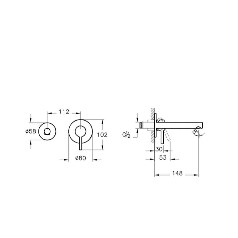 VitrA Origin Wall Mounted Basin Mixer Tap - Soft Copper