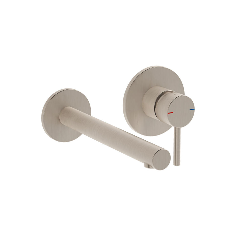 Vitra Origin Wall Mounted 2 Hole Basin Mixer Tap - Brushed Nickel 