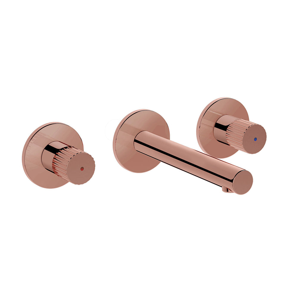 Vitra Origin Wall Mounted 3 Hole Basin Mixer Tap - Soft Copper