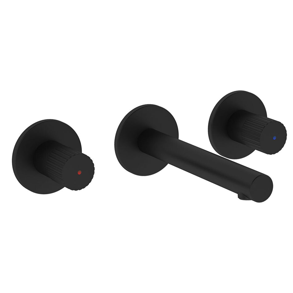 Vitra Origin Wall Mounted 3 Hole Basin Mixer Tap - Matt Black