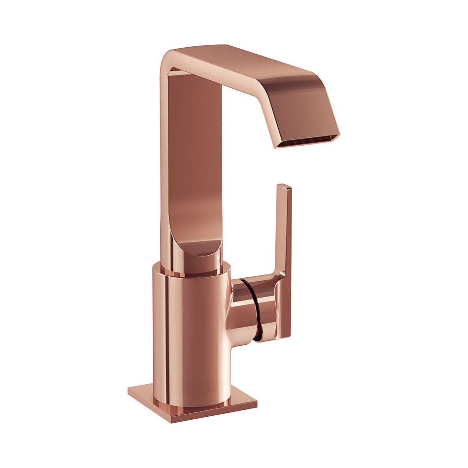 Vitra Suit Basin Mixer Tap With Side Handle - Soft Copper