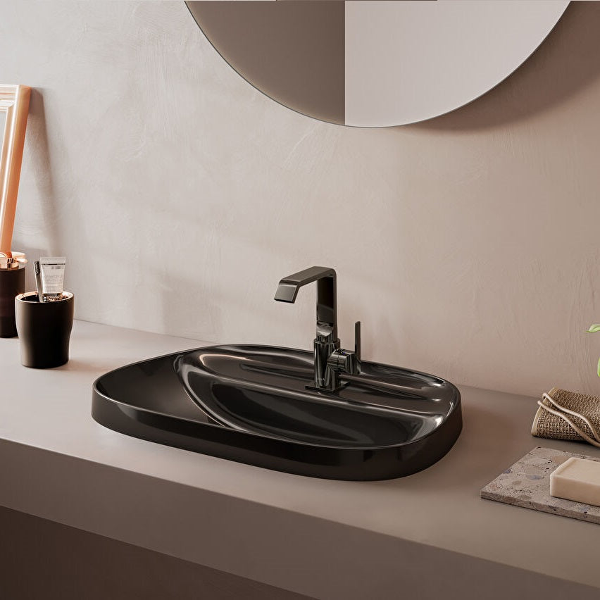 Vitra Suit Basin Mixer Tap With Side Handle - Gloss Black