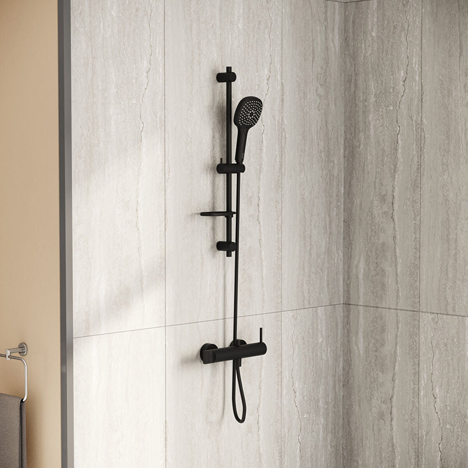 Vitra Origin Wall Mounted Bath Shower Mixer Tap - Matt Black