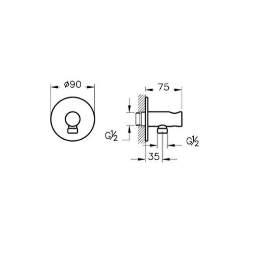 Vitra Origin Round Built-In Hand Shower Outlet - Soft Copper