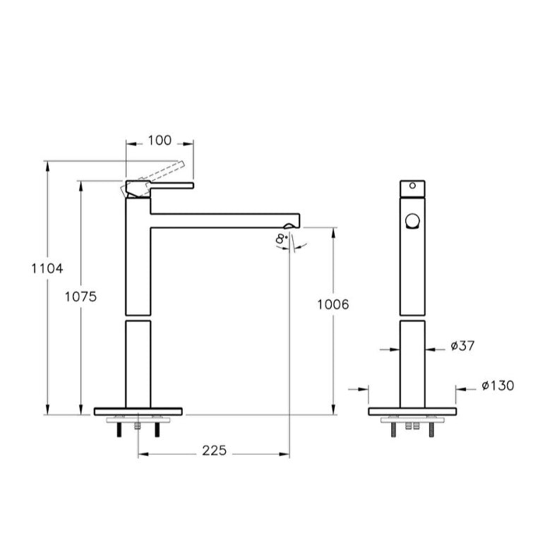 Vitra Origin Floor Mounted Basin Mixer Tap - Soft Copper