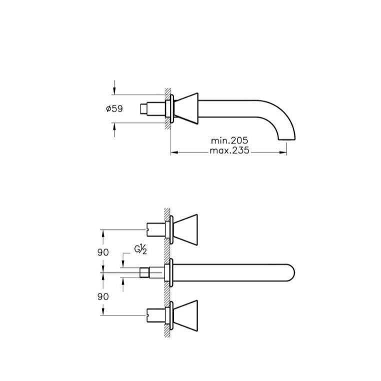 Vitra Liquid Built-In Wall Mounted Basin Mixer Tap - Chrome