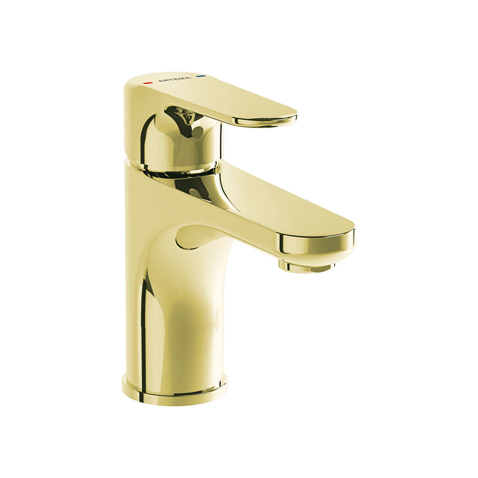 Vitra Root Round Compact Basin Mixer Tap - Soft Gold