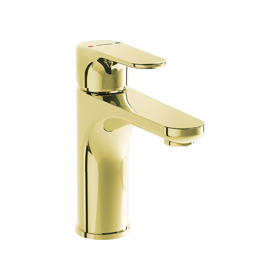 Vitra Root Round Basin Mixer Tap - Soft Gold