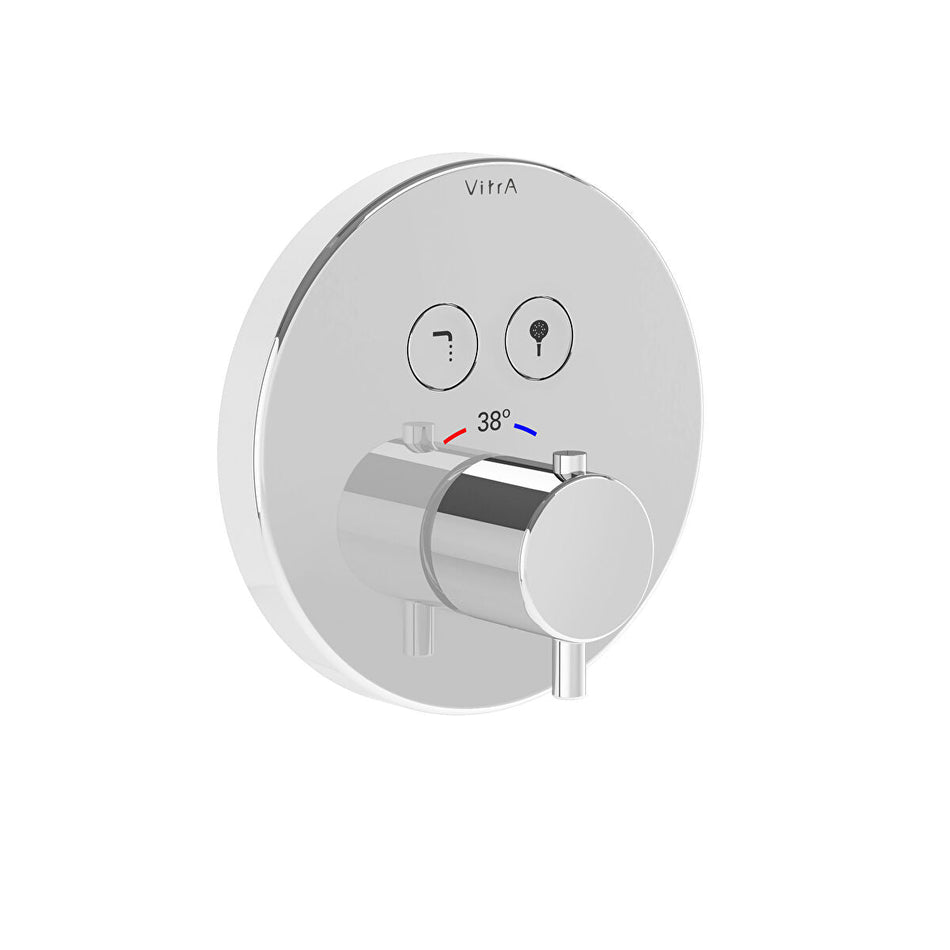 Vitra Aquacontrol Round 2 Outlet Thermostatic Concealed Bath Shower Mixer Valve - Chrome
