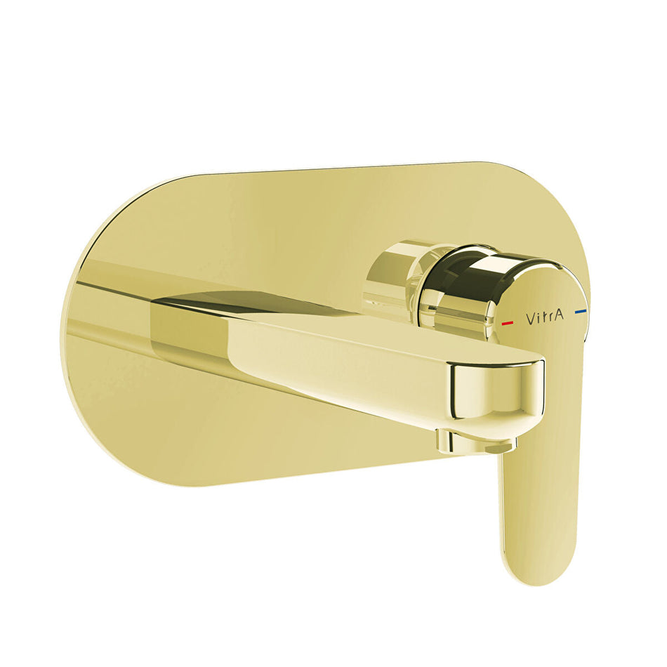 Vitra Root Round Wall Mounted Basin Mixer Tap - Soft Gold