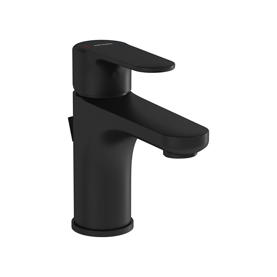 Vitra Root Round Compact Basin Mixer Tap With Pop-up Waste - Matt Black