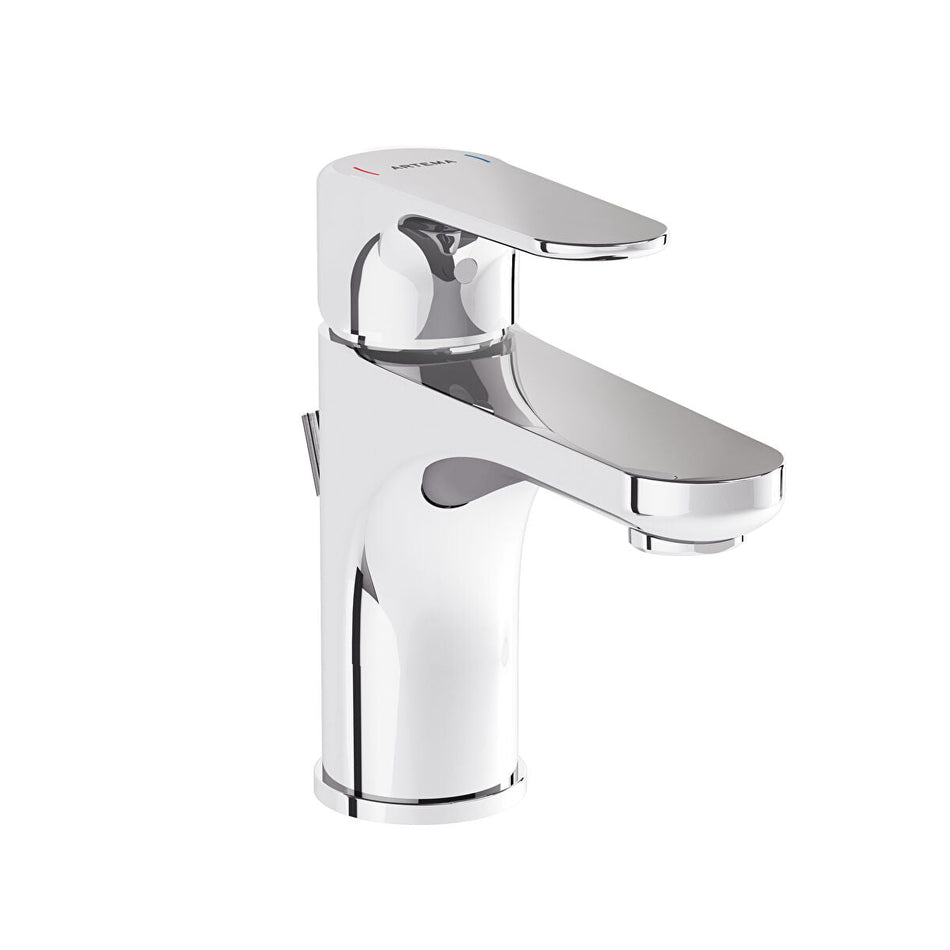 Vitra Root Round Compact Basin Mixer Tap With Pop-up Waste - Chrome