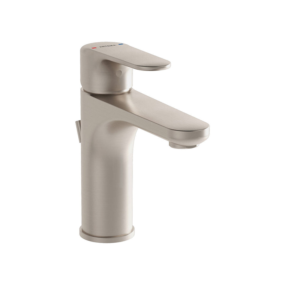 Vitra Root Round Basin Mixer Tap With Pop-up Waste - Brushed Nickel
