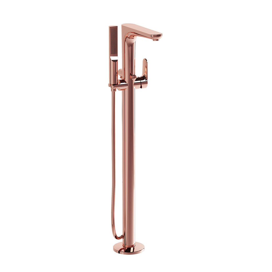 VitrA Root Floor Standing Bath Shower Mixer Tap - Soft Copper