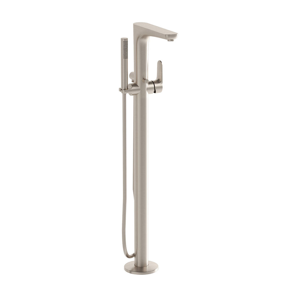 VitrA Root Floor Standing Bath Shower Mixer Tap - Brushed Nickel