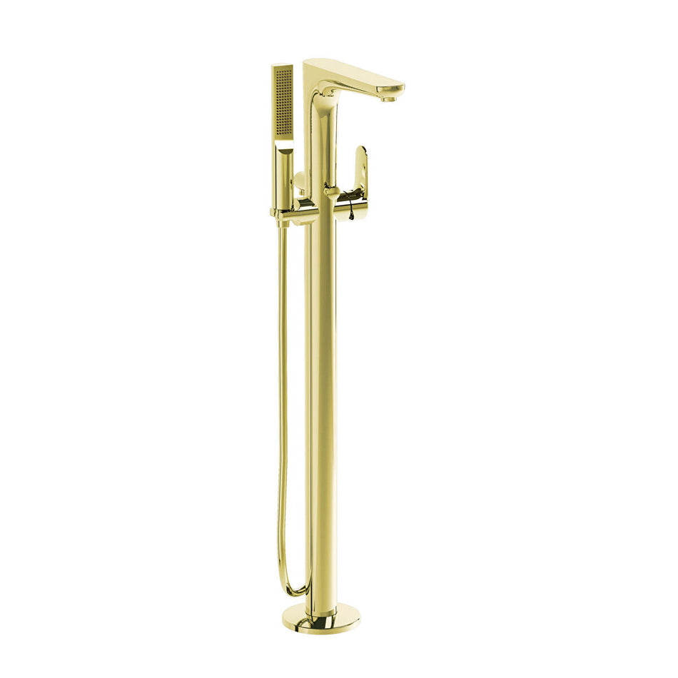 Vitra Root Round Floor Mounted Bath Shower Mixer Tap - Soft Gold