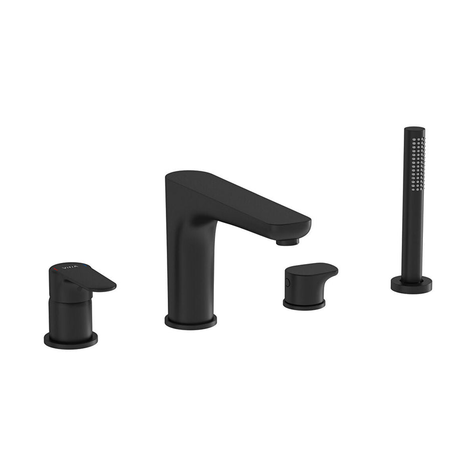 Vitra Root Round 4 Hole Bath Shower Mixer Tap - Matt Black