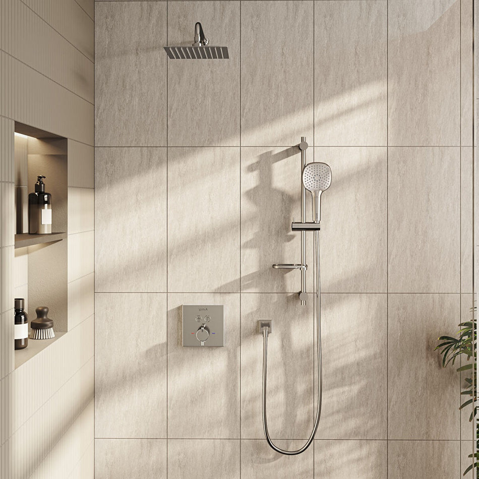 Vitra Aquacontrol Square 2 Outlet Thermostatic Concealed Bath Shower Mixer Valve - Chrome