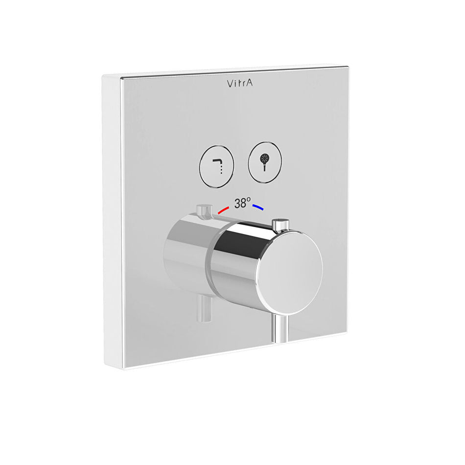 Vitra Aquacontrol Square 2 Outlet Thermostatic Concealed Bath Shower Mixer Valve - Chrome