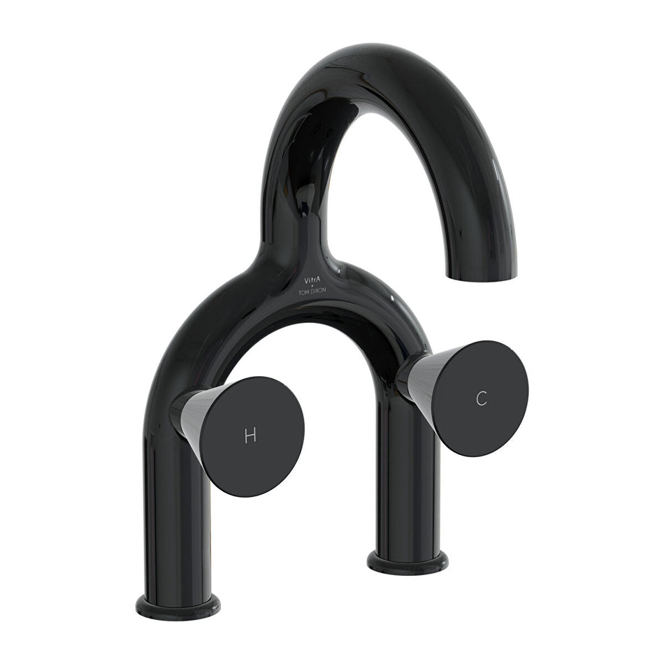 Vitra Liquid Deck Mounted Basin Mixer - Gloss Black