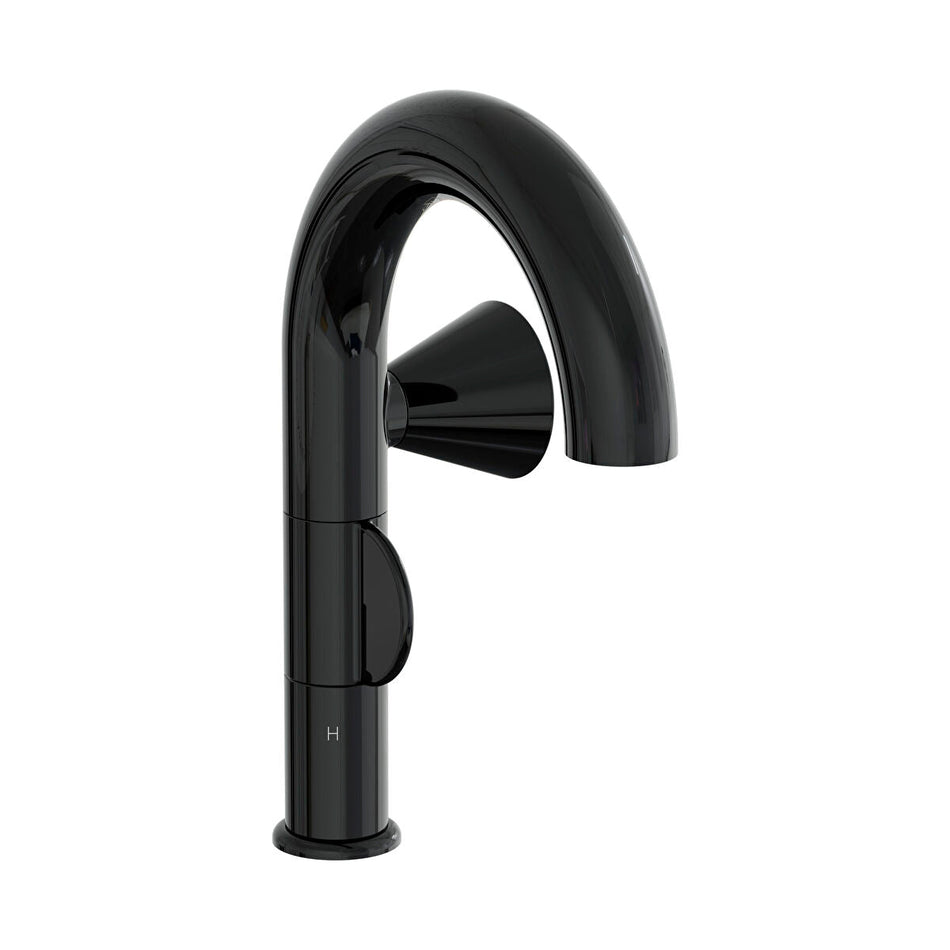 Vitra Liquid Round Basin Mixer Tap - Right Handed Handle - Gloss Black