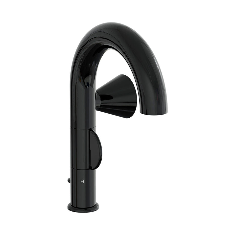 Vitra Liquid Round Basin Mixer Tap With Pop-Up Waste - Right Handed Handle - Gloss Black