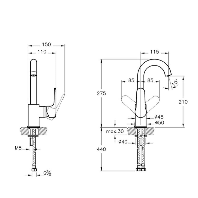 Vitra Root Round Swivel Basin Mixer Tap - Soft Gold