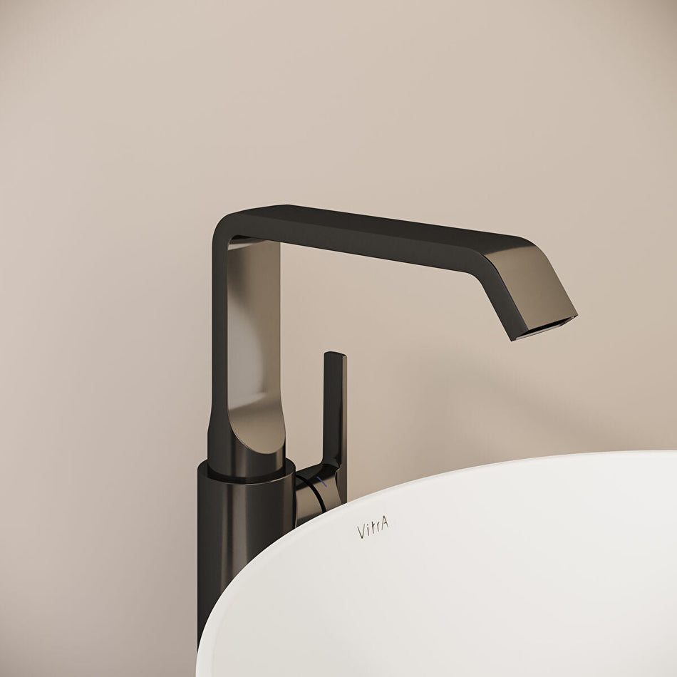 Vitra Suit Tall Basin Mixer Tap With Side Handle - Gloss Black