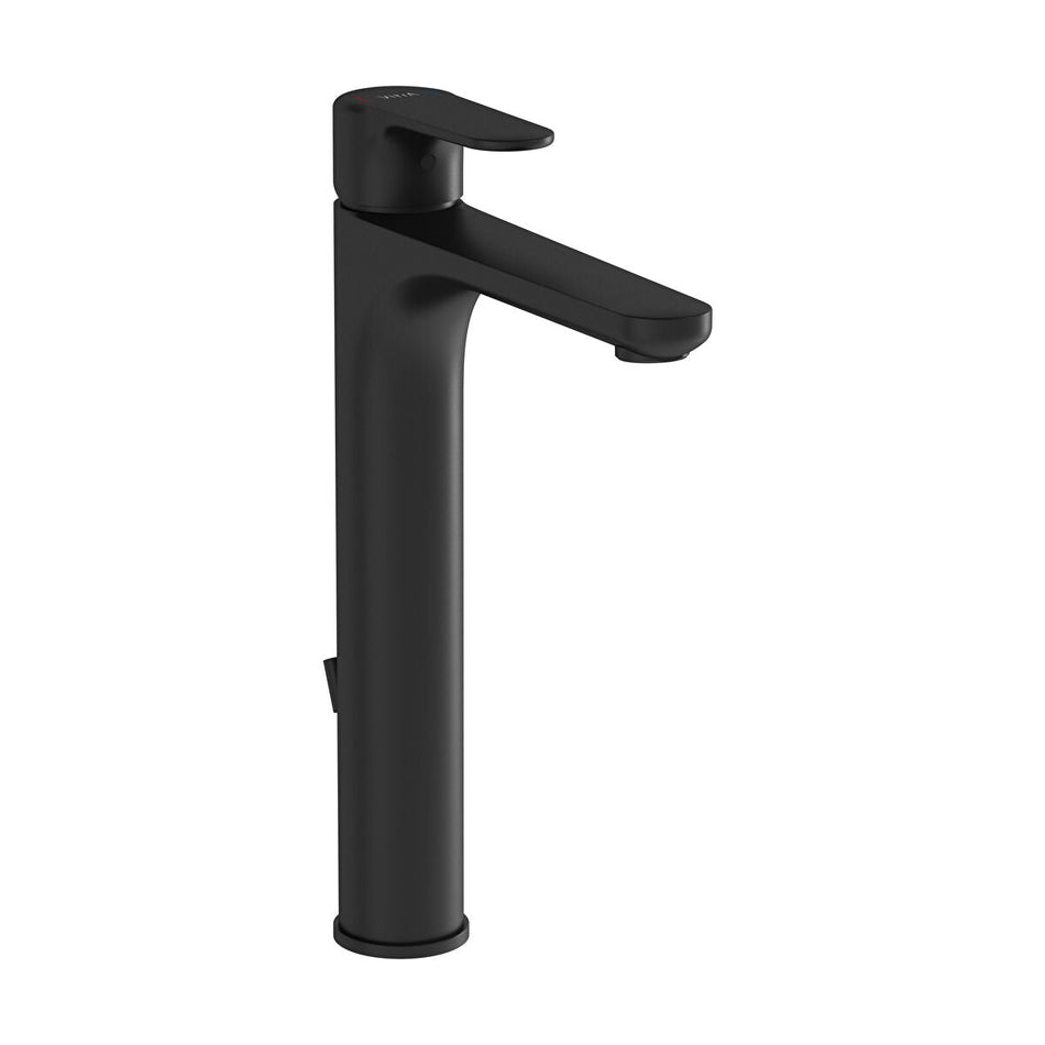 Vitra Root Round Tall Basin Mixer Tap With Pop-up Waste - Matt Black