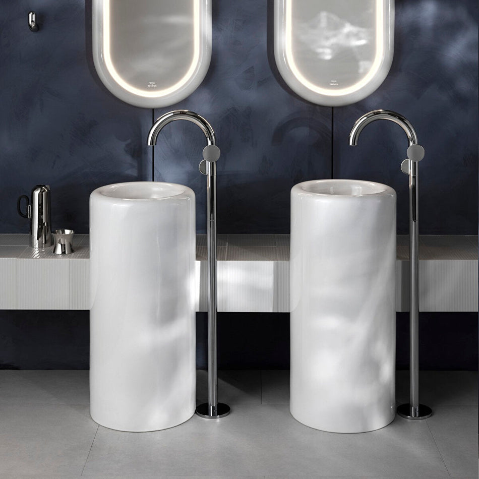 Vitra Liquid Floorstanding Basin Mixer Tap - Right Handed Handle - Chrome