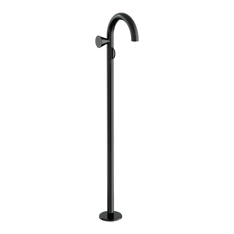 Vitra Liquid Floorstanding Basin Mixer Tap - Left Handed Handle - Gloss Black