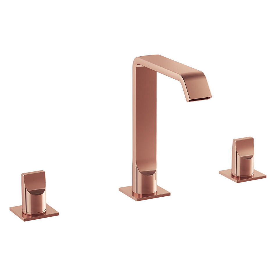 Vitra Suit 3 Hole Deck Mounted Basin Mixer Tap - Soft Copper