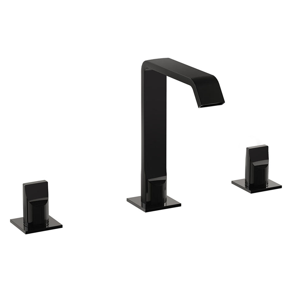 Vitra Suit 3 Hole Deck Mounted Basin Mixer Tap - Gloss Black