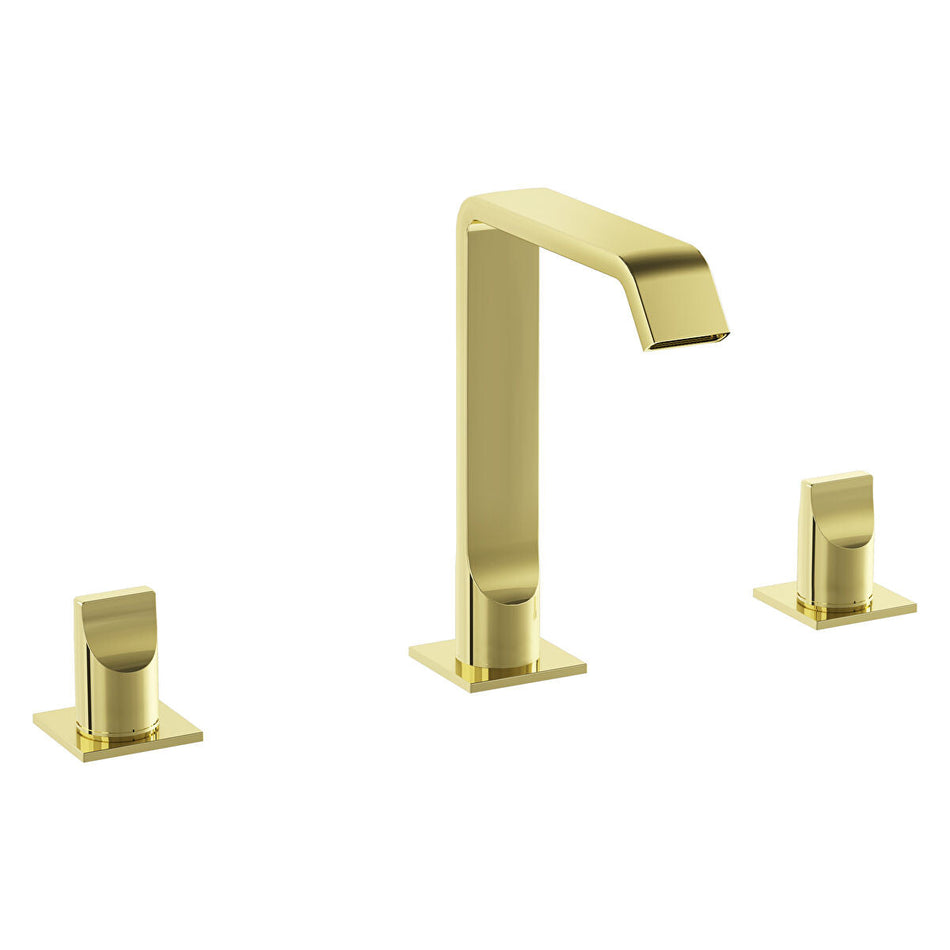 Vitra Suit 3 Hole Deck Mounted Basin Mixer Tap - Soft Gold