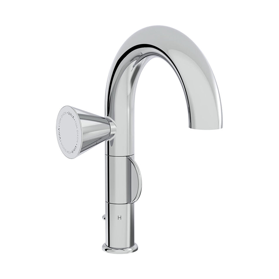 Vitra Liquid Round Basin Mixer Tap With Pop-Up Waste - Left Handed Handle - Chrome