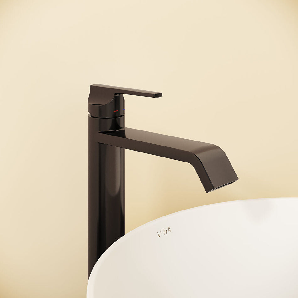 Vitra Suit Tall Basin Mixer Tap With Top Handle - Gloss Black