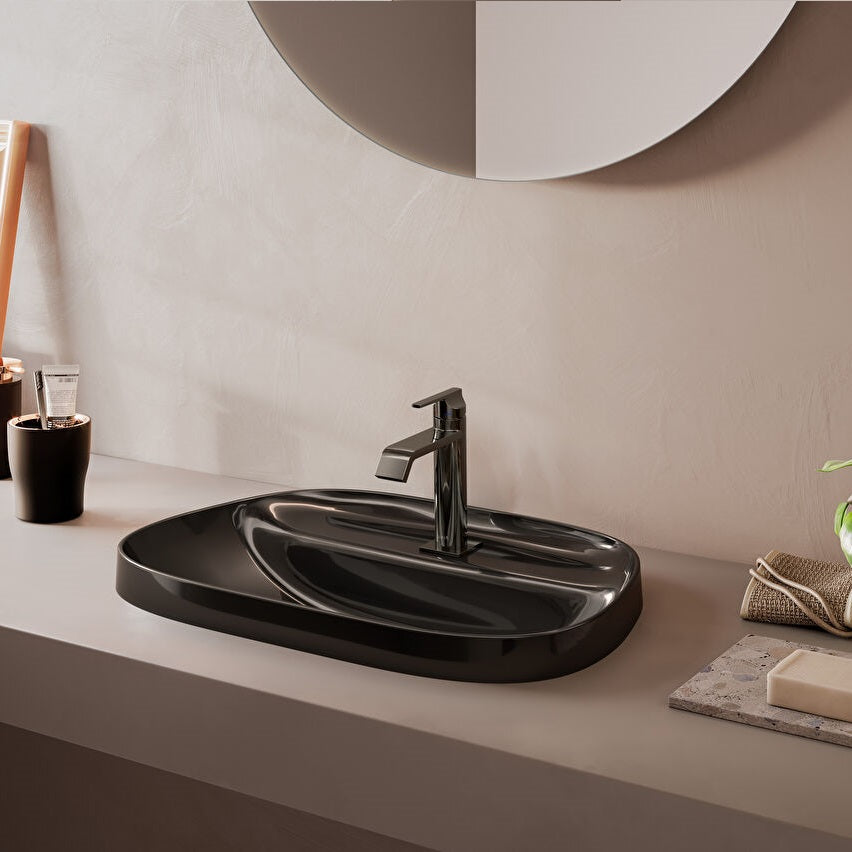 Vitra Suit Basin Mixer Tap With Top Handle - Gloss Black