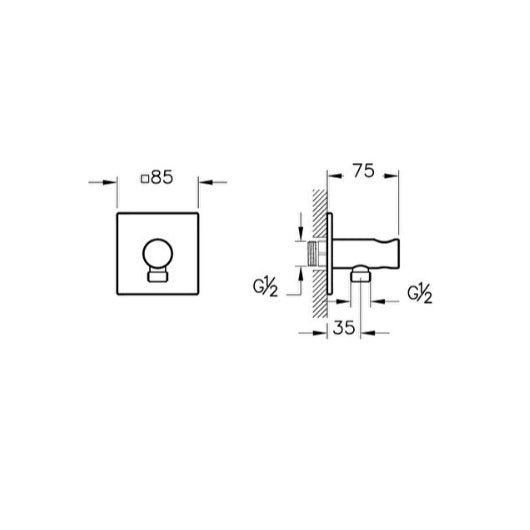 Vitra Suit Square Built-In Hand Shower Outlet - Soft Copper