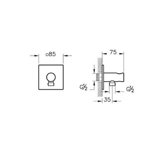 Vitra Suit Square Built-In Hand Shower Outlet - Soft Gold