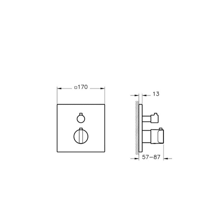 Vitra Suit 2 Outlet Thermostatic Concealed Bath Shower Mixer Valve - Chrome