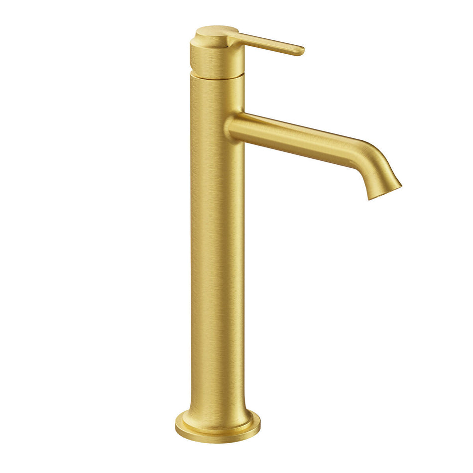 Vitra Origin Classic Tall Basin Mixer Tap - Top Handle - Brushed Gold