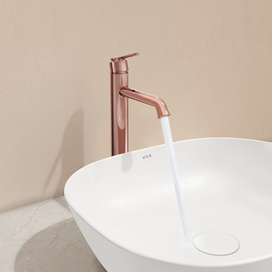 Vitra Origin Classic Tall Basin Mixer Tap - Top Handle - Soft Copper