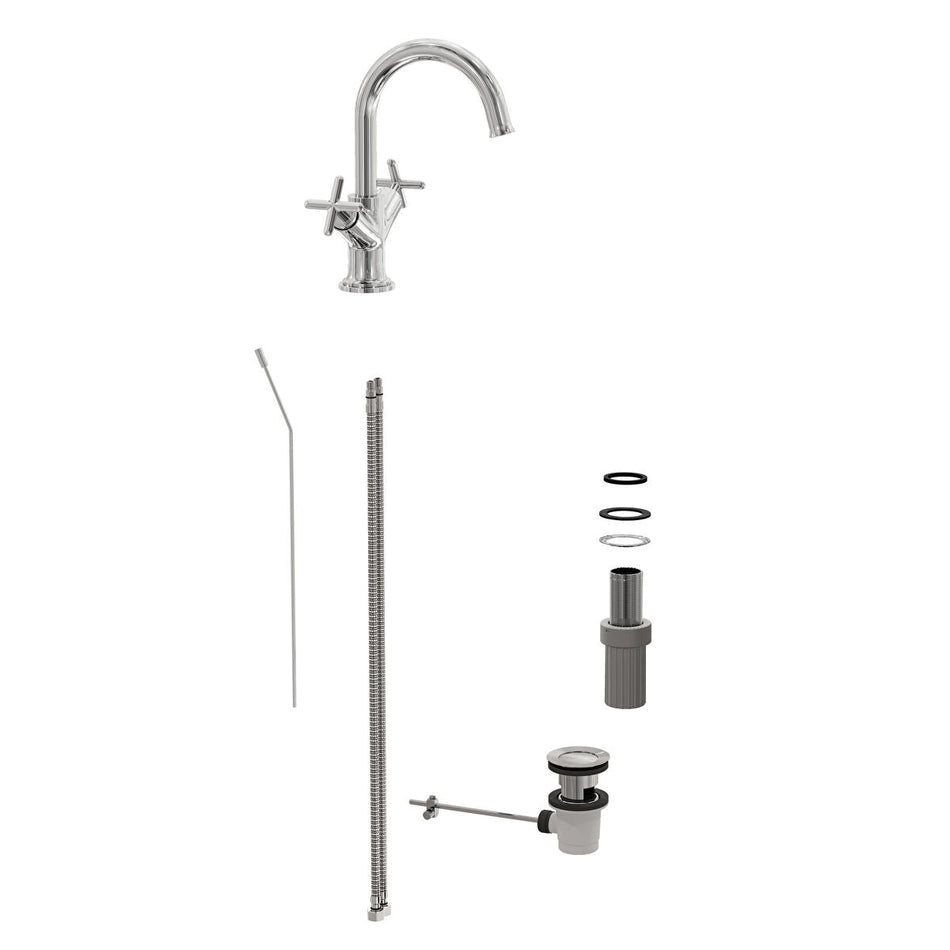 Vitra Origin Classic Tall Basin Mixer Tap - Top Handle -Matt Black