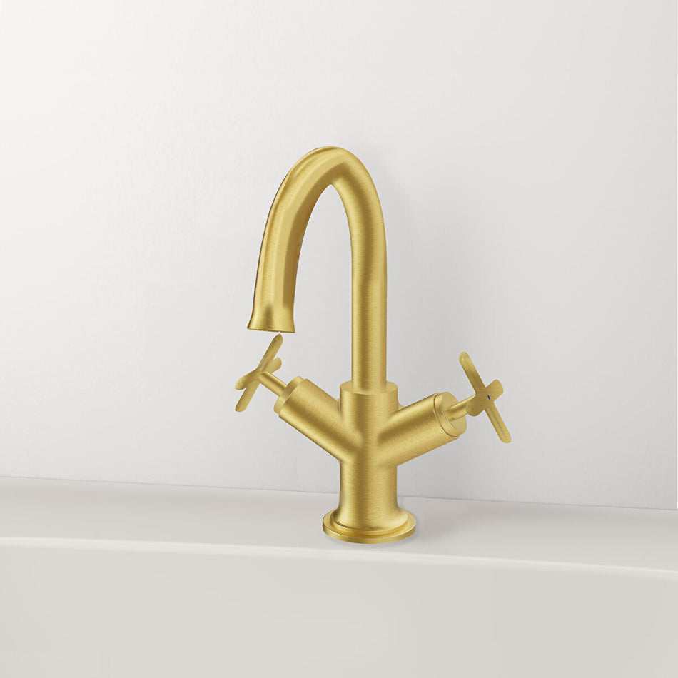 Vitra Origin Classic Deck Mounted Basin Mixer Tap - Soft Copper